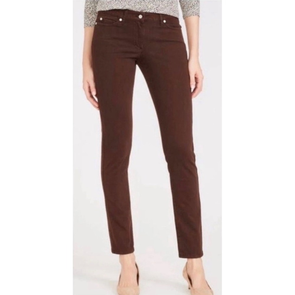 J.McLaughlin Women's Lexi Brown Straight Leg Mid Rise Stretch Jeans Pants Sz 12